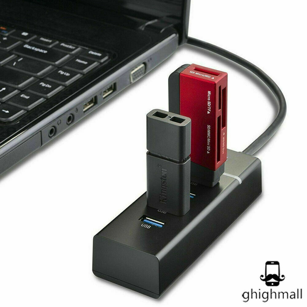 4-Port USB 3.0 High-Speed Hub Splitter for Enhanced Connectivity