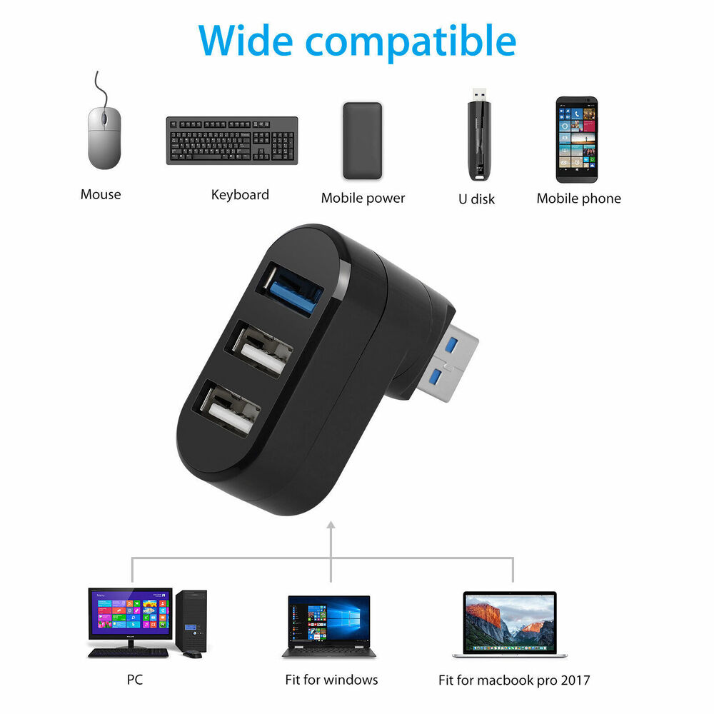 3 Port USB 3.0 Hub Splitter - Boost Connectivity for Multiple Devices