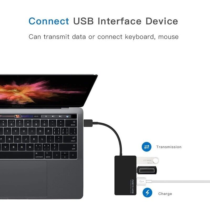 4-Port USB 3.0 Hub with Power Adapter for Enhanced Connectivity