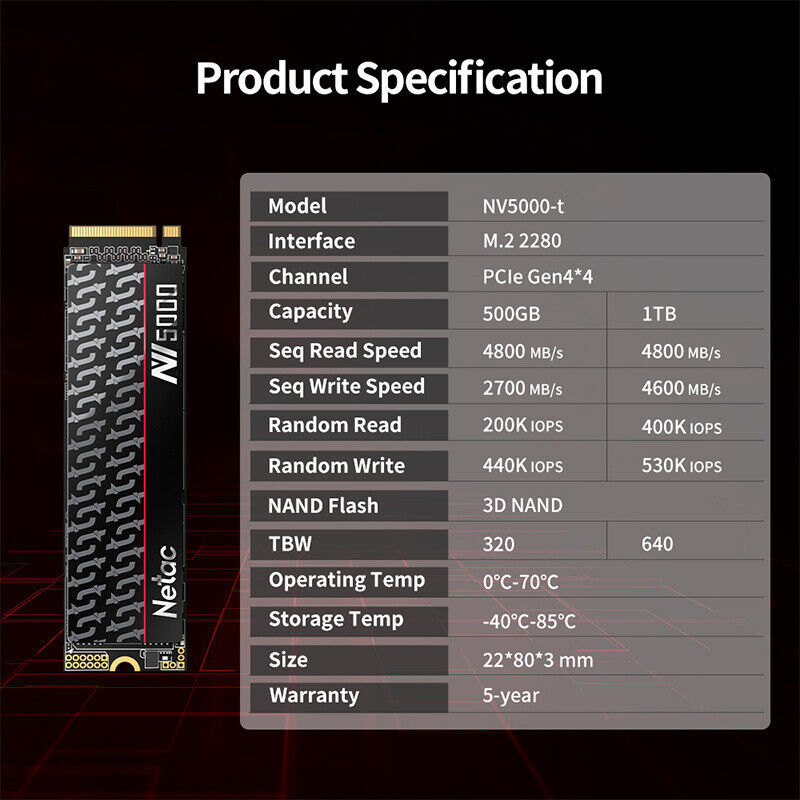 Netac M.2 2280 NVMe SSD - High-Speed Storage for Computing