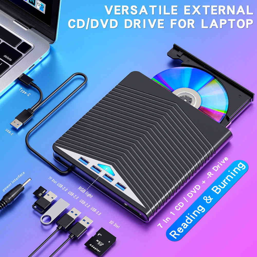 Ultra-Fast USB 3.0 Portable CD/DVD Drive for Windows