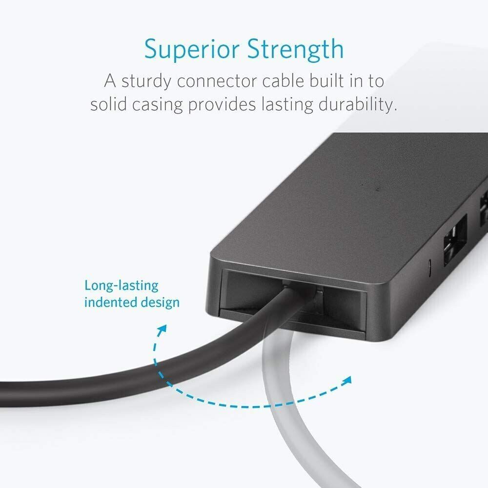 4-Port USB 3.0 Hub Adapter with Built-in Charger - Sleek Design for Enhanced Connectivity
