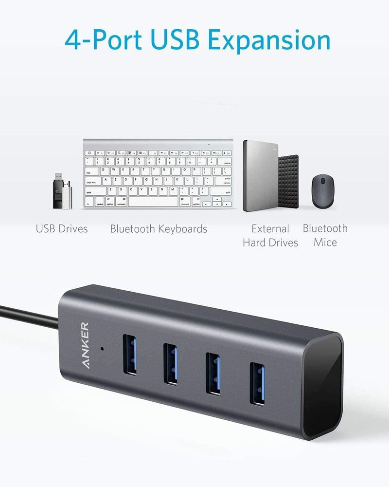 Anker Aluminum USB-C Hub - 4-Port High-Speed Connectivity