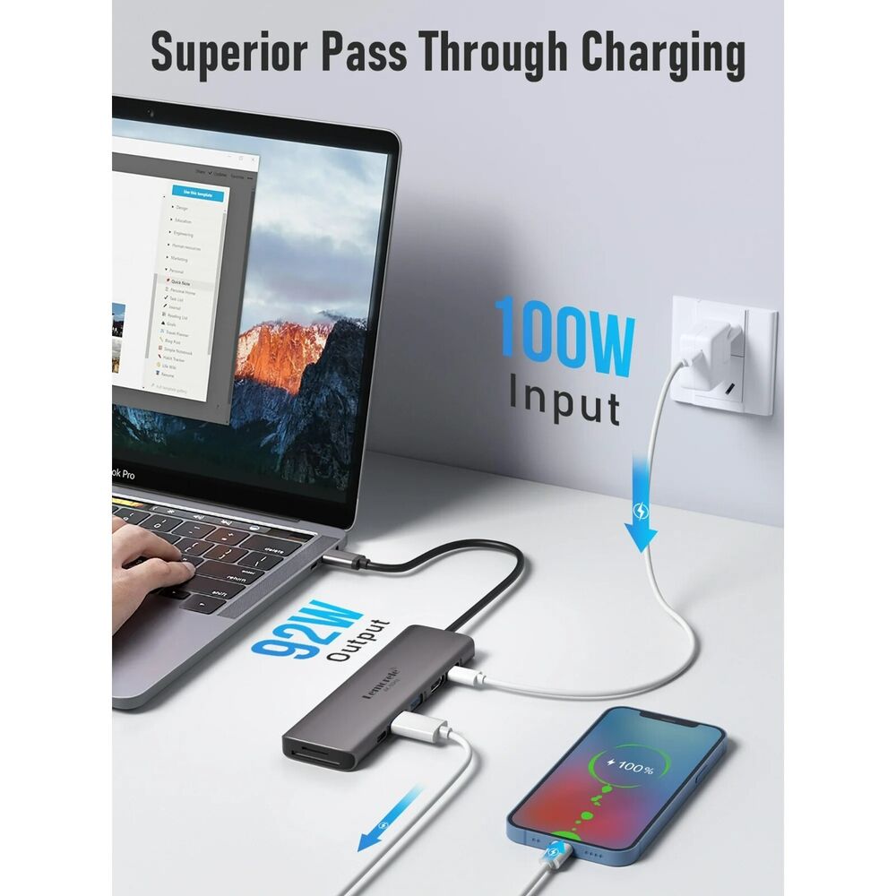 7-in-1 USB-C Hub with HDMI, USB 3.0, and 100W PD for Enhanced MacBook Connectivity
