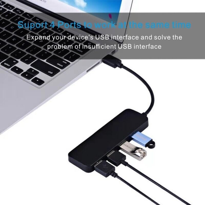 4 Port USB 3.0 Hub Splitter - Boost Data Transfer for Multiple Devices