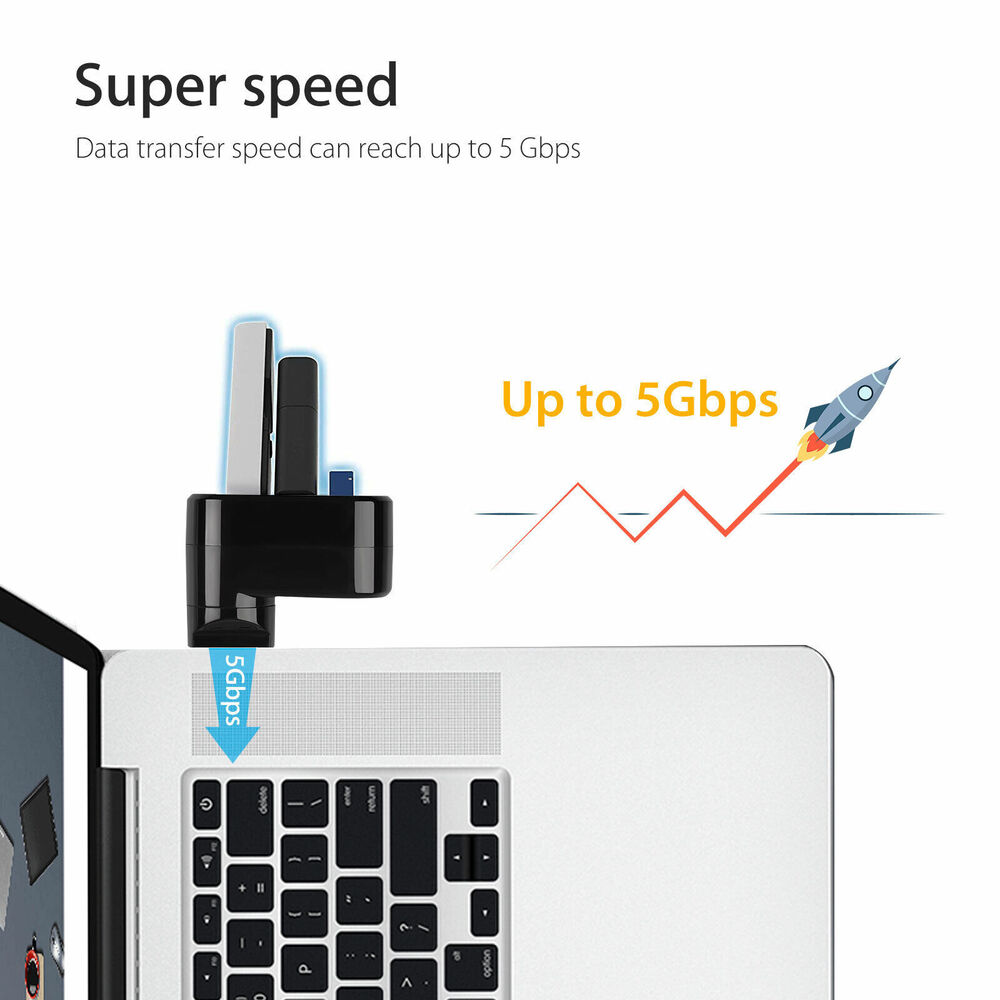 3 Port USB 3.0 Hub Splitter - Boost Connectivity for Multiple Devices