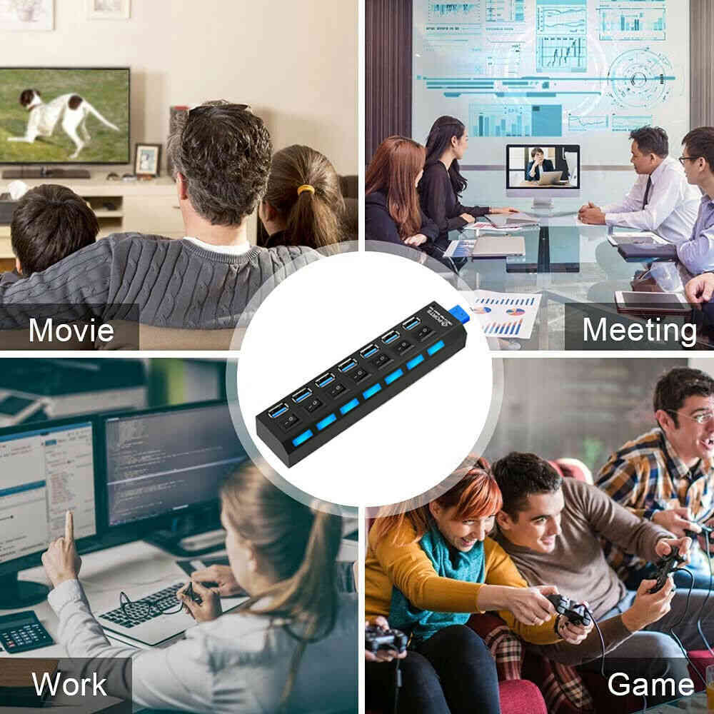 7-Port USB 3.0 Hub Splitter Adapter - Boost Connectivity and Productivity