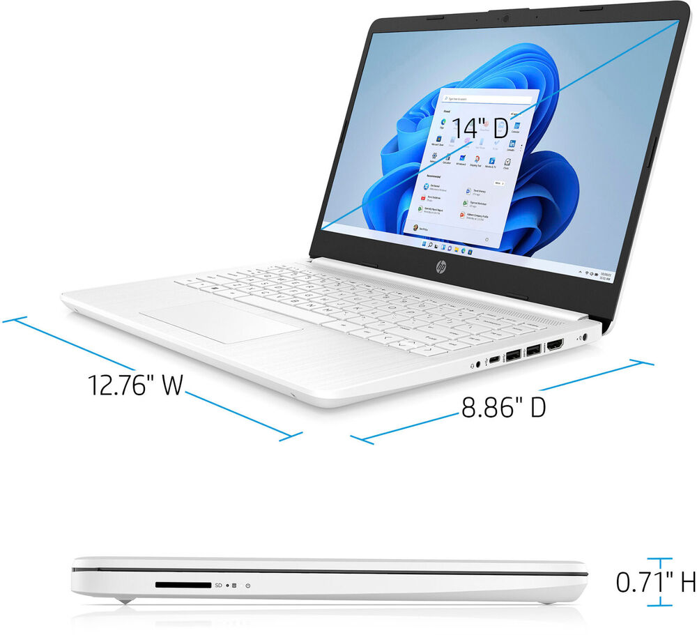 HP 14-dq0052dx 14" Laptop with Intel N4120, 4GB RAM, 64GB eMMC, Windows 11 S Mode