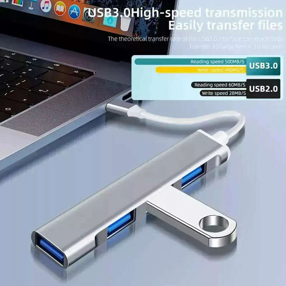 4-Port USB 3.0 Hub for Enhanced Laptop Connectivity
