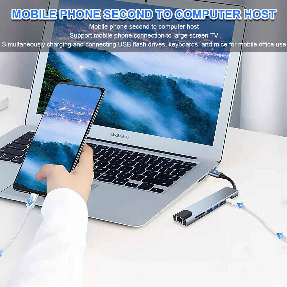 8-in-1 USB-C Hub for Enhanced Connectivity and Versatility