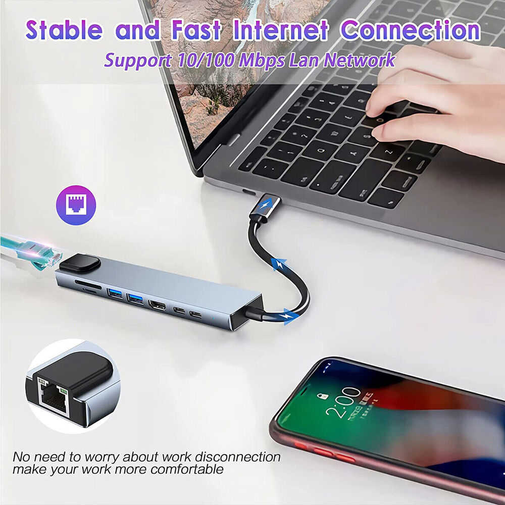 8-in-1 USB-C Hub for Enhanced Connectivity and Versatility