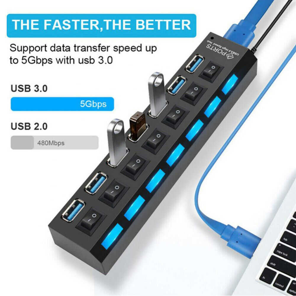 7-Port USB 3.0 Hub Splitter Adapter - Boost Connectivity and Productivity