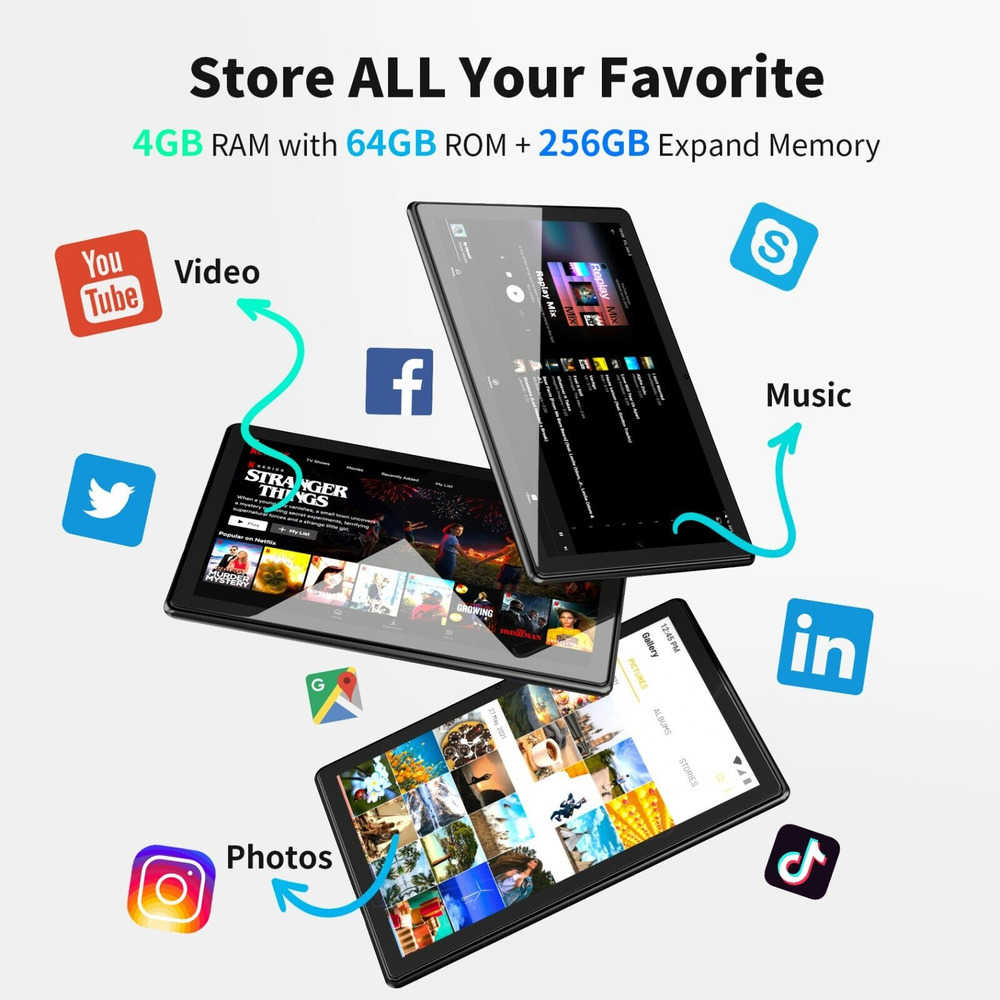 SGIN 10.1" Android 13 Tablet with 4GB RAM, 64GB Storage