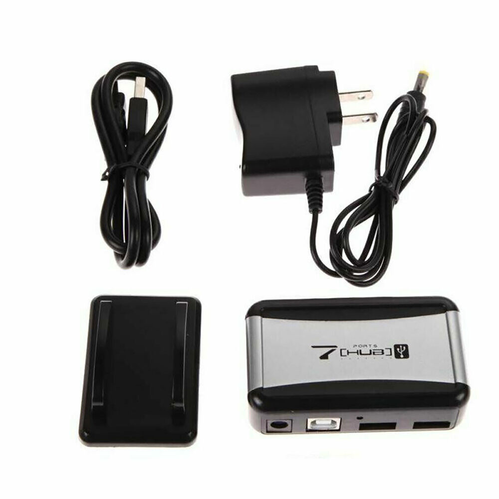 7-Port USB 2.0 High-Speed Hub with AC Power Adapter