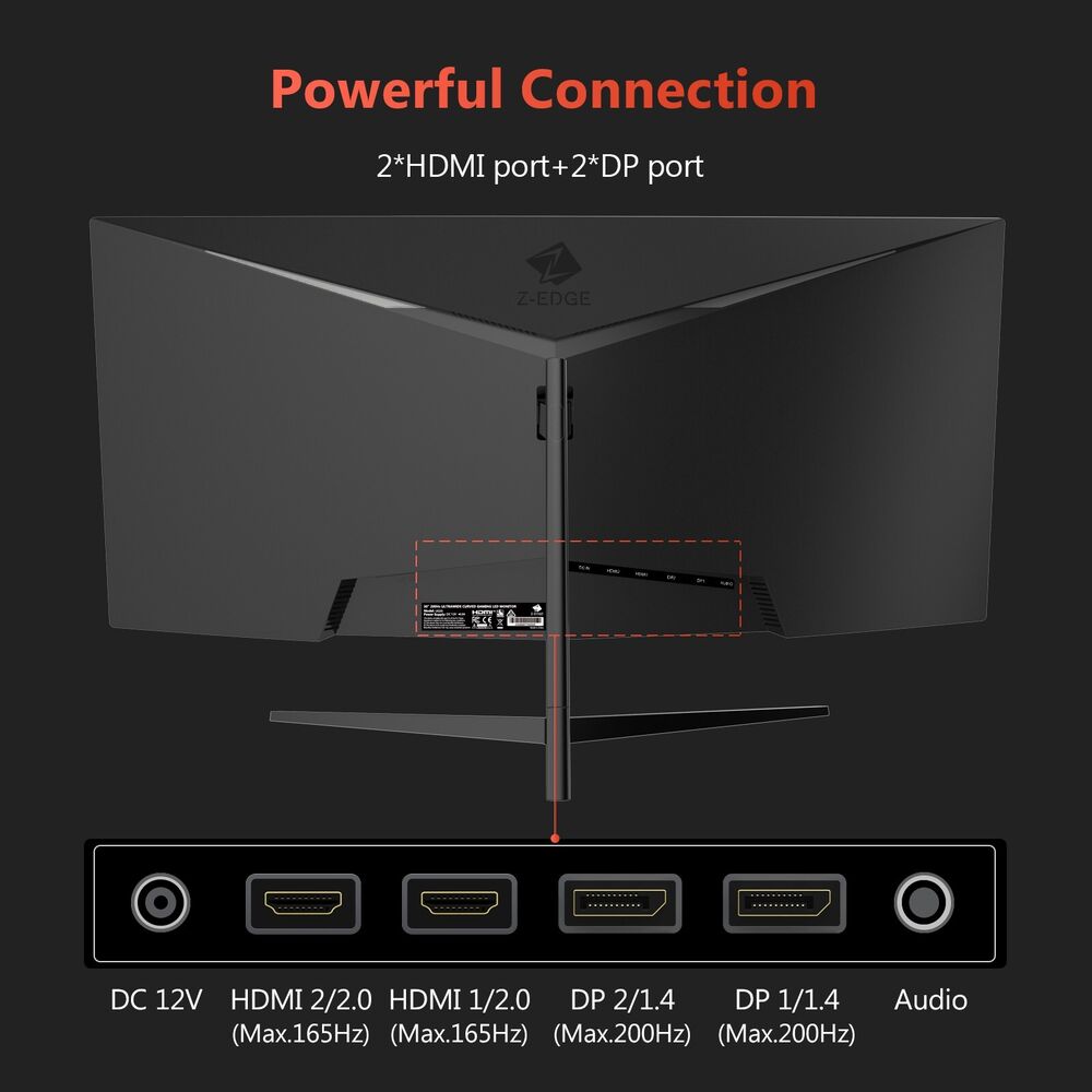 Z-EDGE 30" 21:9 UWFHD 2560x1080P 200Hz 1ms Curved Gaming Monitor
