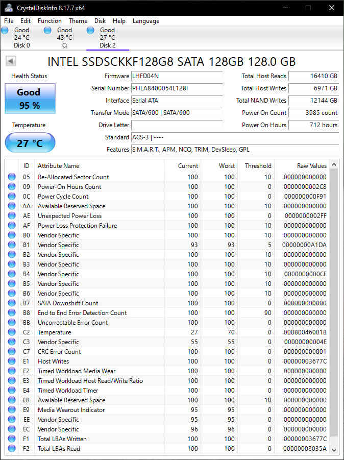Intel 545s 128GB M.2 2280 SATA SSD - Enhanced Performance Drive