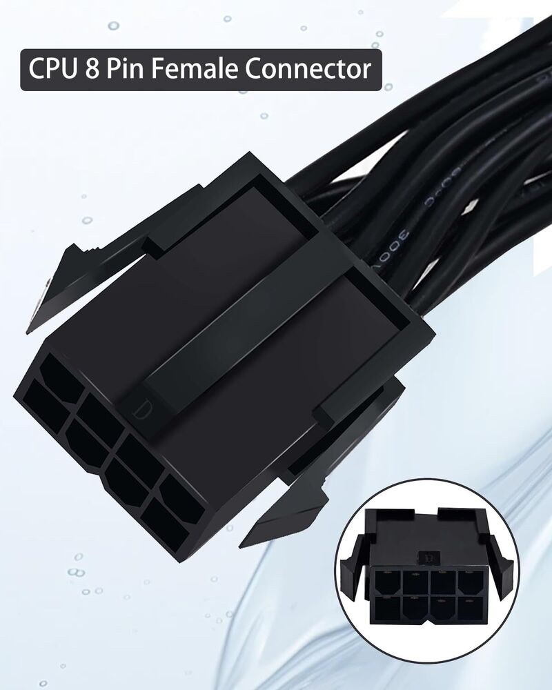 2-Pack CPU 8 Pin Extension Cables for Enhanced Power Connectivity