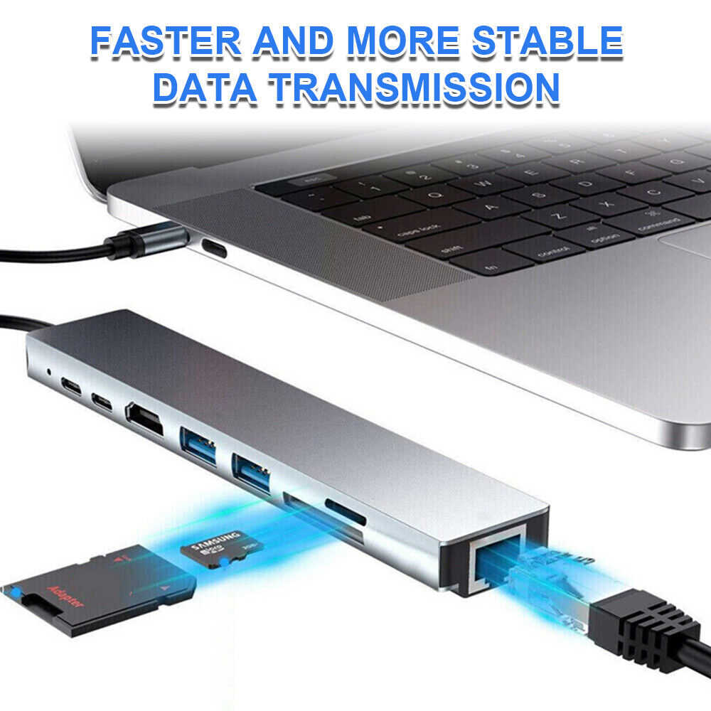 8-in-1 USB-C Hub for Enhanced Connectivity and Versatility