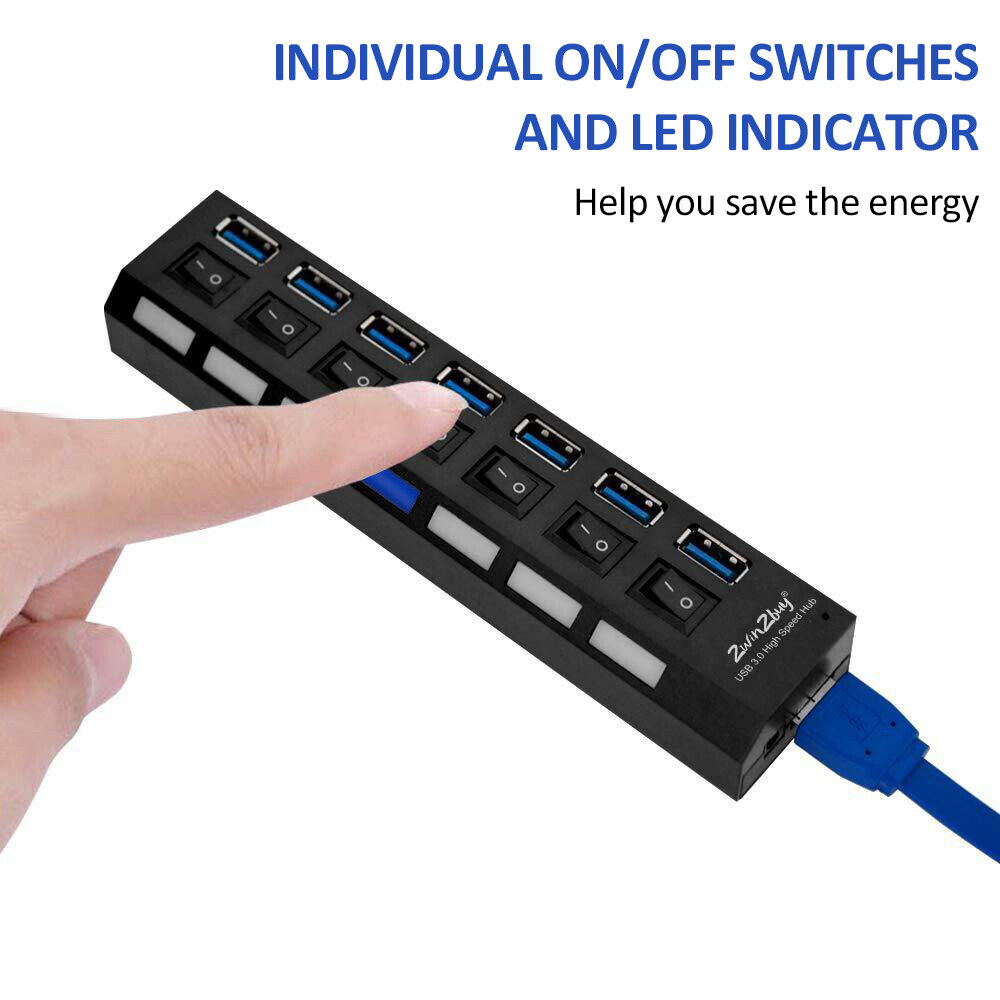7-Port USB 3.0 Hub Splitter Adapter - Boost Connectivity and Productivity