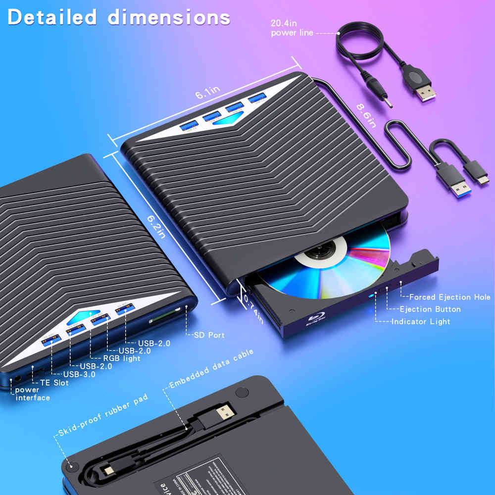 Ultra-Fast USB 3.0 Portable CD/DVD Drive for Windows