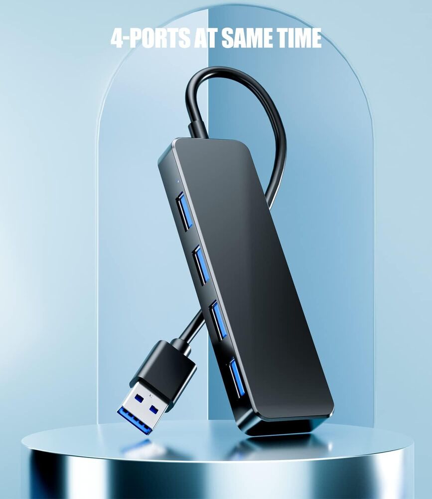 4 Port USB 3.0 Hub Splitter - Boost Data Transfer for Multiple Devices