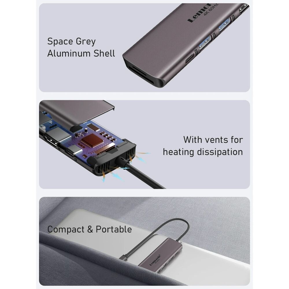 7-in-1 USB-C Hub with HDMI, USB 3.0, and 100W PD for Enhanced MacBook Connectivity
