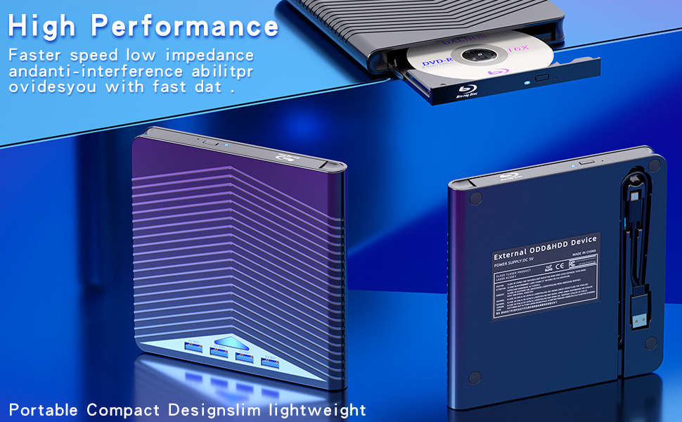 Ultra-Fast USB 3.0 Portable CD/DVD Drive for Windows