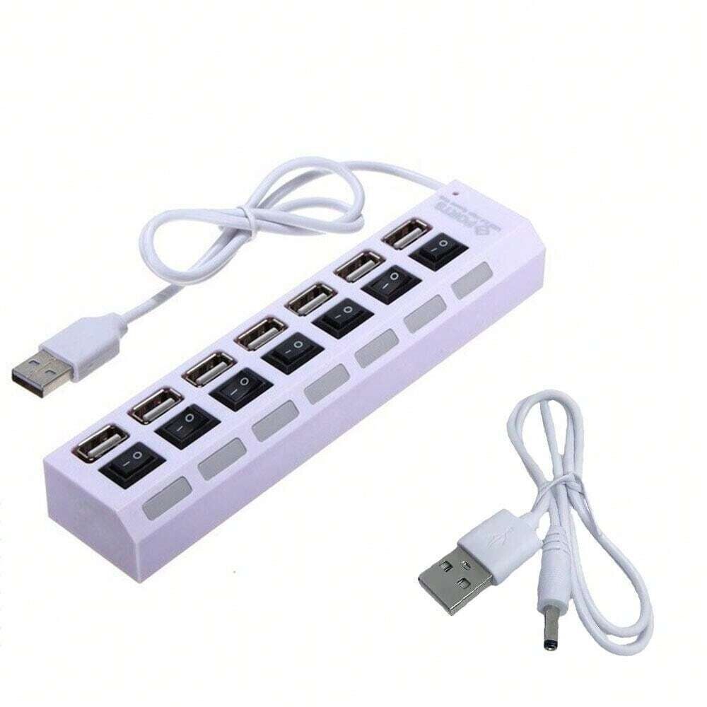 7 Port USB 2.0 Hub Splitter Adapter for Enhanced Connectivity