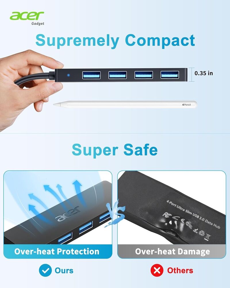 Acer USB 3.0 Hub with Type-C Adapter - Expand Connectivity