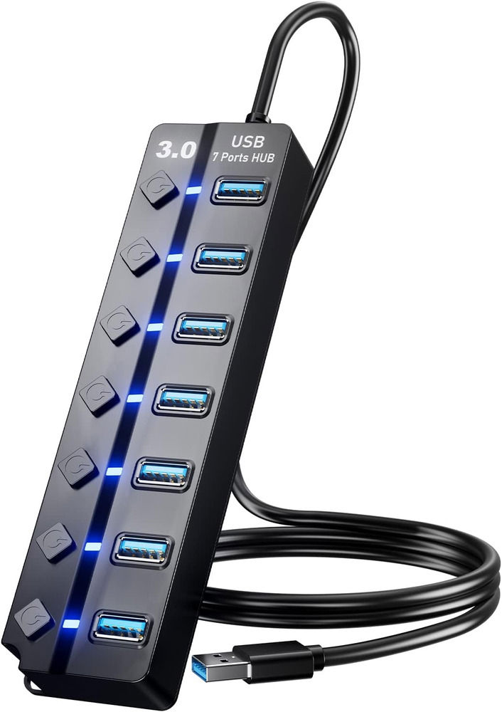 7-Port USB 3.0 Data Hub Splitter with 3ft Cable
