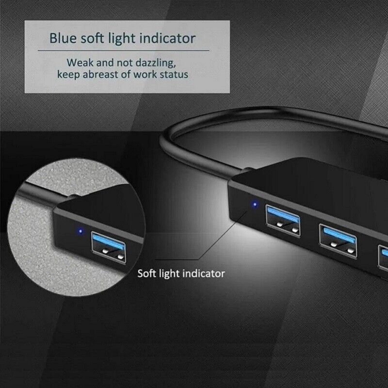4 Port USB 3.0 Hub Splitter - Boost Data Transfer for Multiple Devices