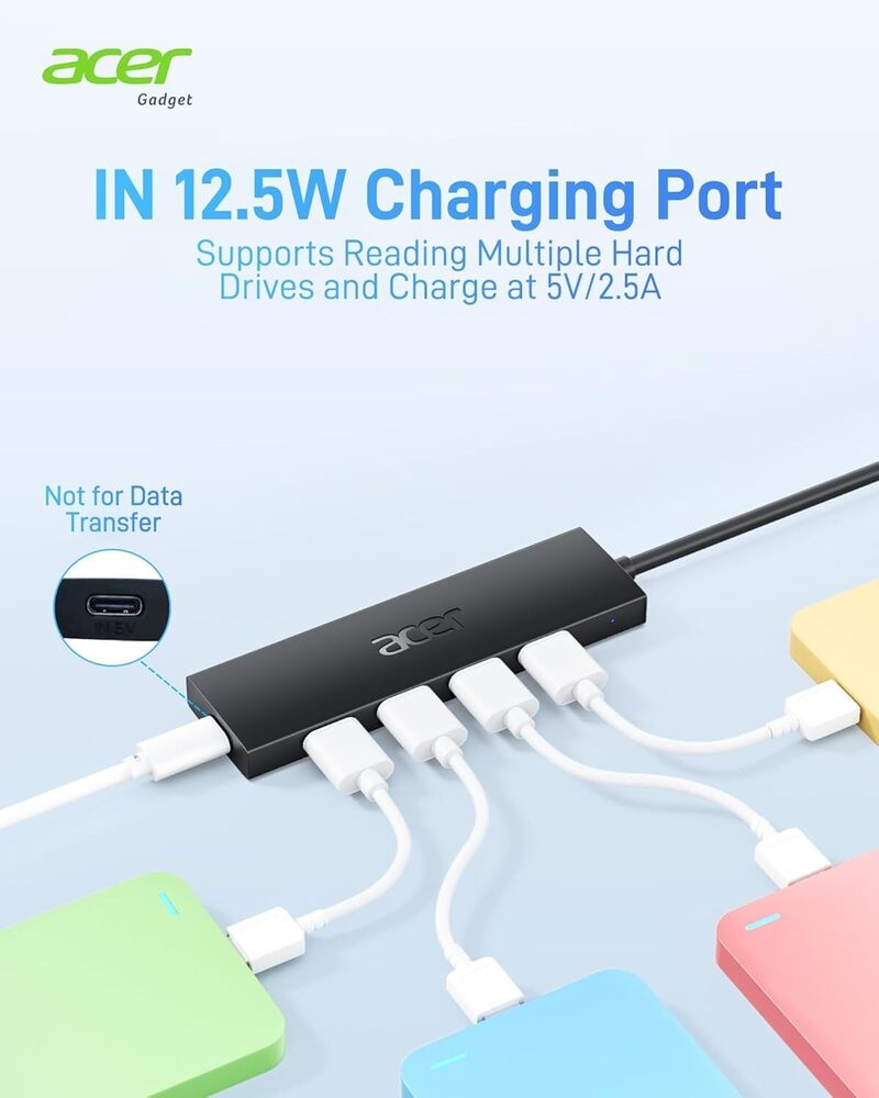 Acer USB 3.0 Hub with Type-C Adapter - Expand Connectivity