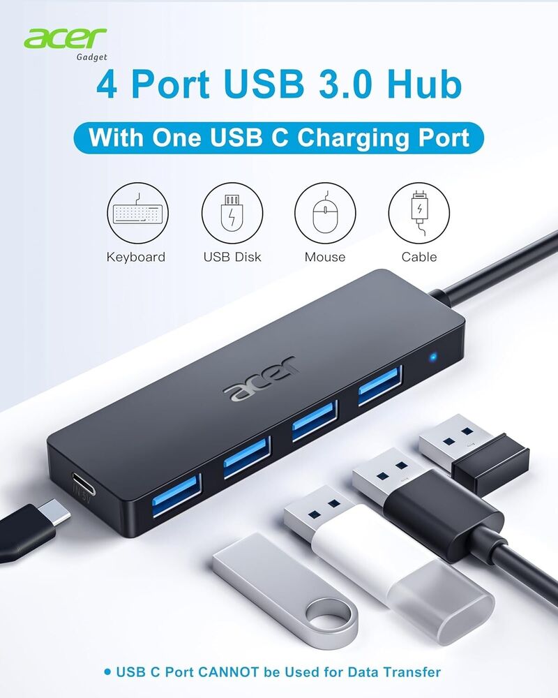 Acer USB 3.0 Hub with Type-C Adapter - Expand Connectivity