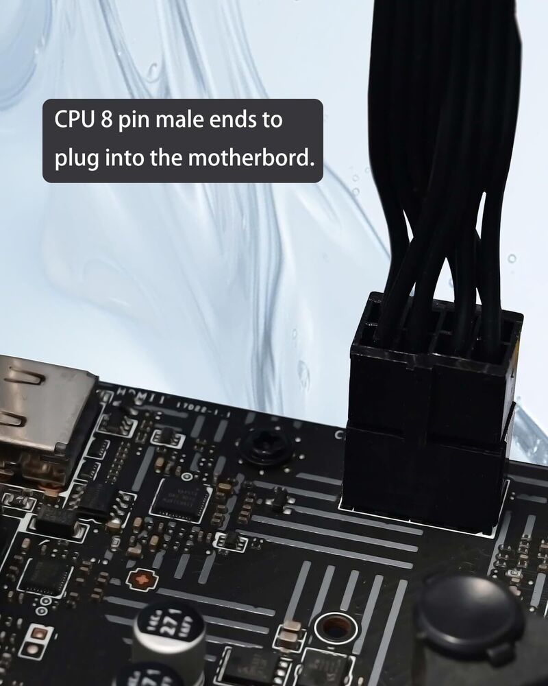 2-Pack CPU 8 Pin Extension Cables for Enhanced Power Connectivity