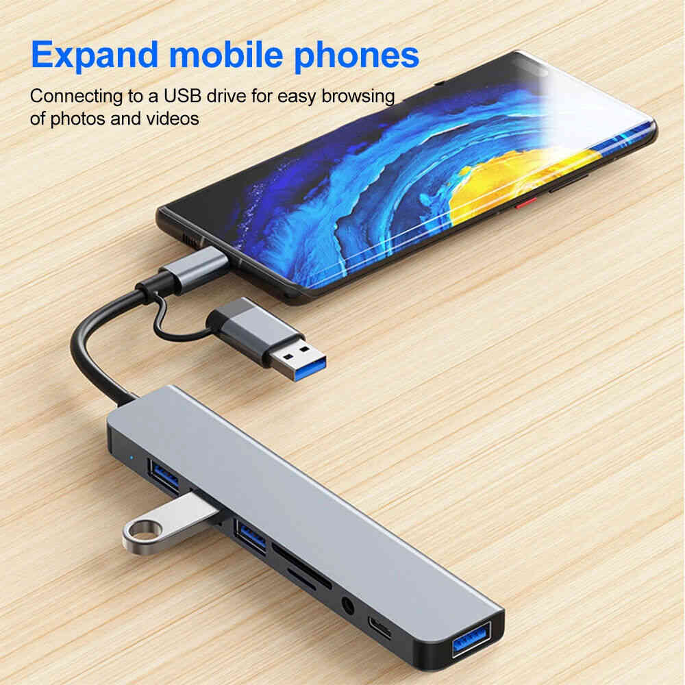 7/8-Port USB C Hub with 5Gbps Speed for Enhanced Connectivity