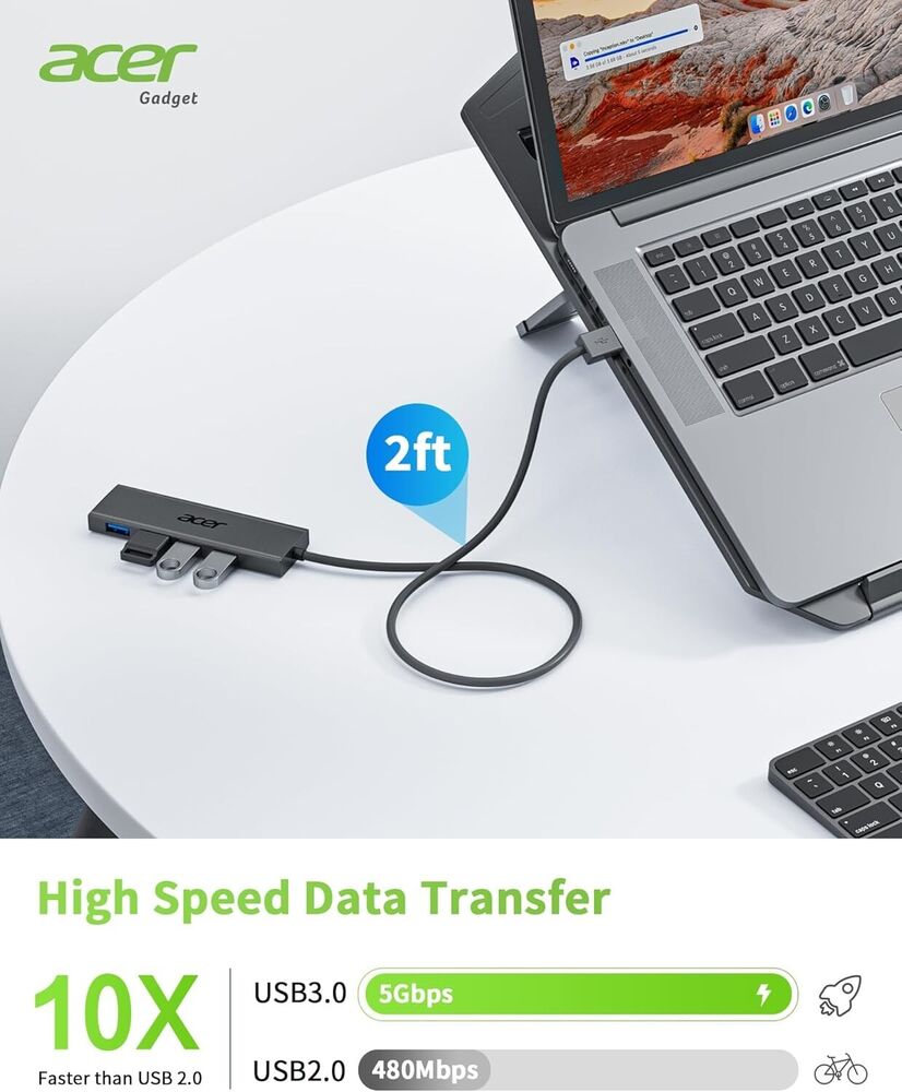 Acer USB 3.0 Hub with Type-C Adapter - Expand Connectivity