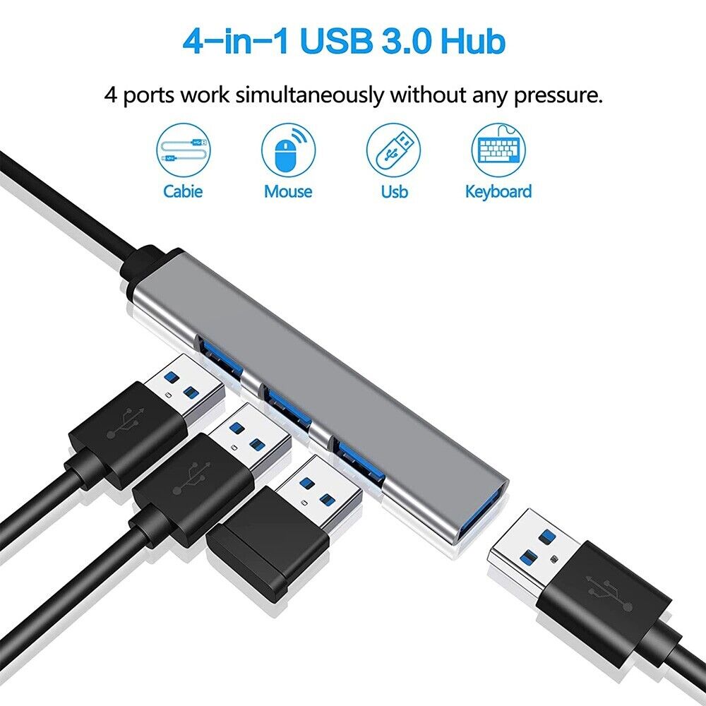 4-Port USB 3.0 Type-C Hub Adapter for Enhanced Connectivity