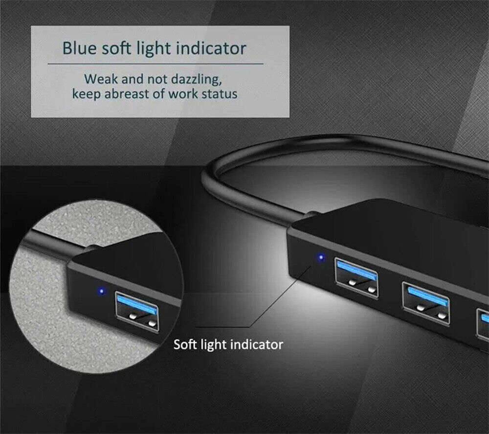 2-Pack USB 3.0 4-Port Hub - High-Speed USB Splitter for Multiple Devices