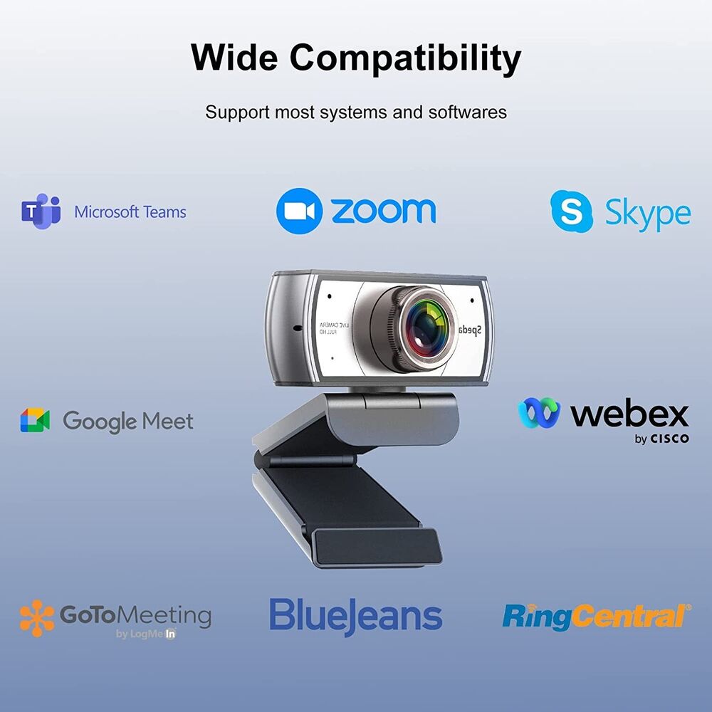 Spedy 120° Wide-Angle HD Webcam with Built-in Microphone
