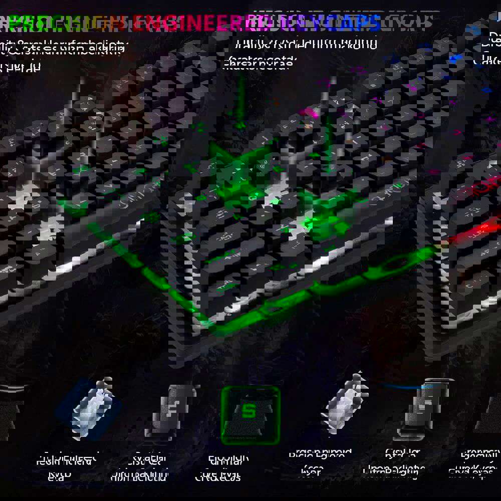 Ergonomic 87-Key Backlit Wireless Gaming Keyboard