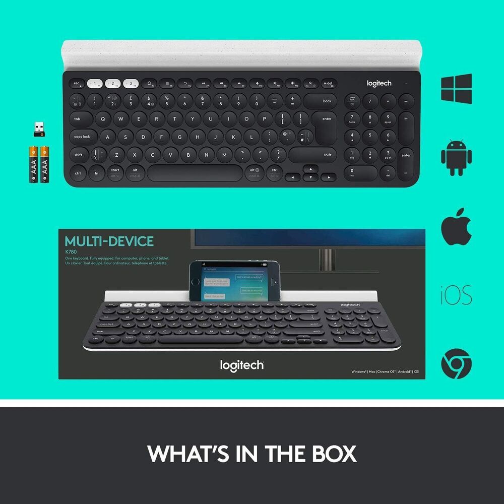 Logitech K780 Multi-Device Wireless Keyboard - Sleek Design, Seamless Switching