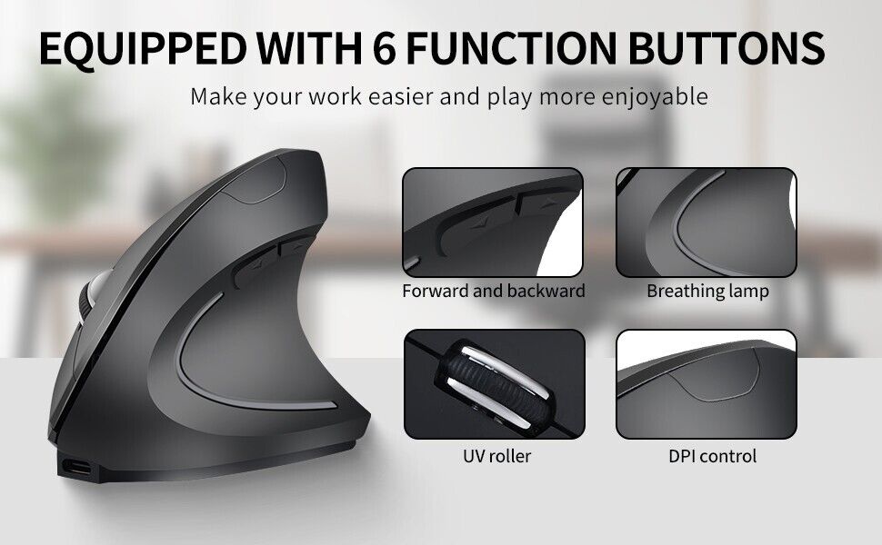 Ergonomic Vertical Wireless Mouse for Comfort and Precision
