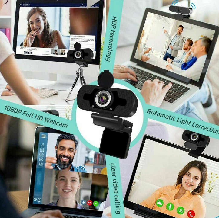 1080P Full HD Webcam with Built-in Mic for PC and Laptop