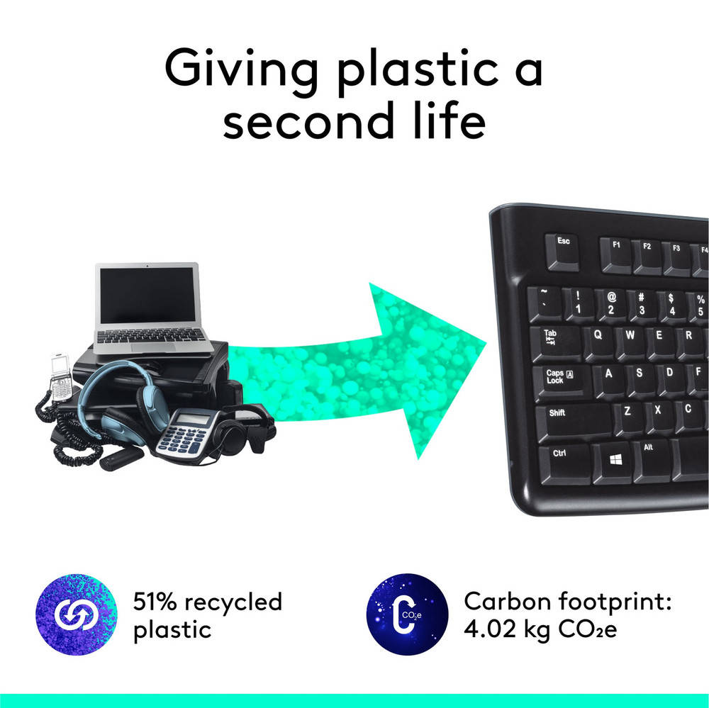 Logitech K120 Wired Keyboard - Reliable, Spill-Resistant, Full-Size