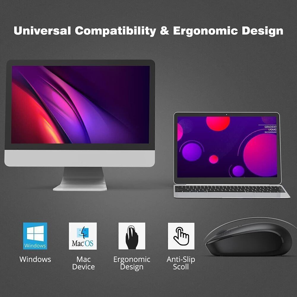 Wireless 2.4GHz Ergonomic Optical Mouse with Adjustable DPI