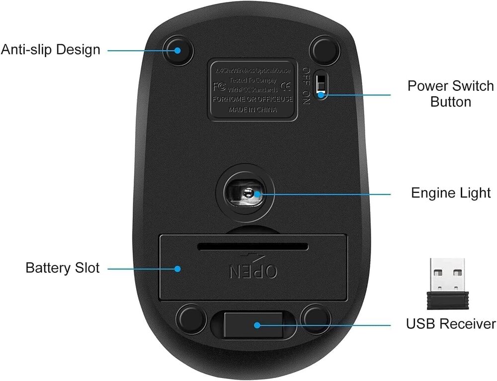 2.4GHz Dual Wireless Optical Mouse with Adjustable DPI
