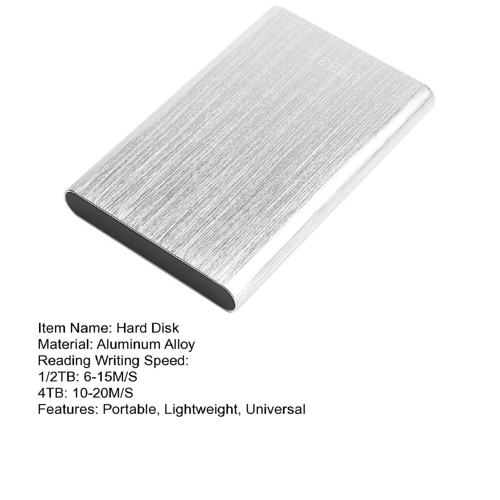 High-Speed USB 3.0 Portable External Hard Drive - 1TB/2TB/4TB