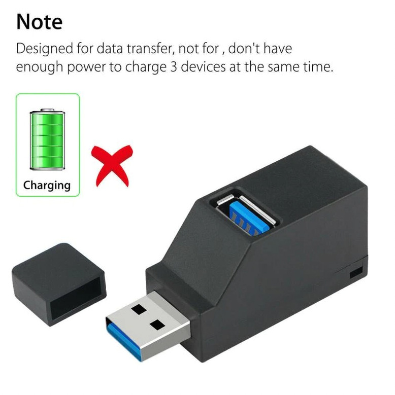 3-Port USB 3.0 Hub - Compact and Portable Data Transfer & Charging Station