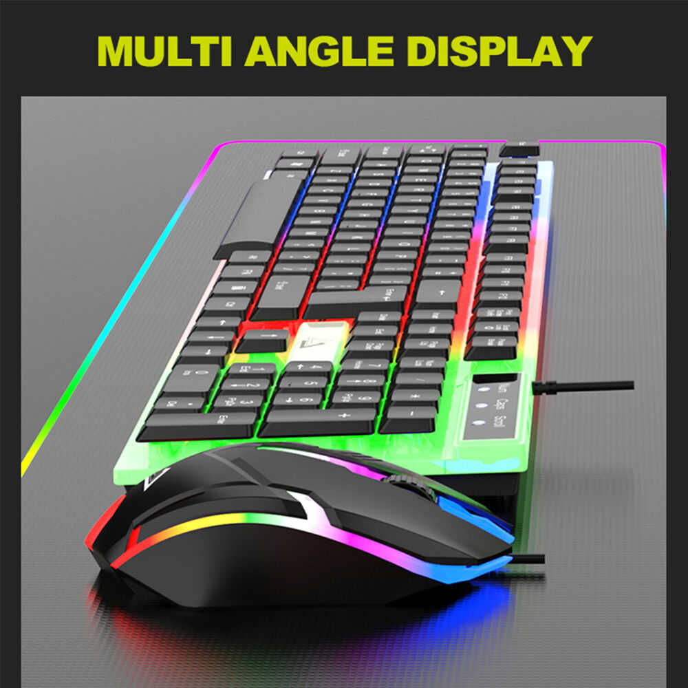 Premium RGB LED Rainbow Backlit Mechanical Gaming Keyboard and Mouse Combo