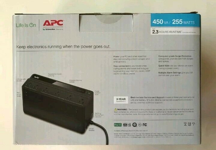 Premium UPS Battery Backup Surge Protector with 6 Outlets